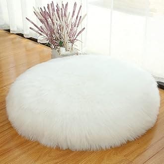 Asuprui Unstuffed Floor Pillow Meditation Cushion No Filler Large Floor Cushion for Sitting Fluffy Floor Seat Fuzzy Oversized Seat Pillow for Adult 24X24X6 Inches White Round Cover ONLY