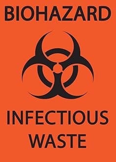 Zing Green Products 1915S Recycled Polystyrene "Biohazard Infectious Waste" Safety Sign, Self-Adhesive, 10" Length, 7" Width, Black on Orange