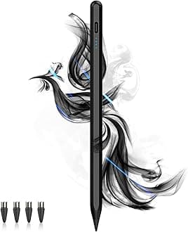 Stylus Pens for Touch Screens Power-Display Tablet Pen POM Tip Magnetic Digital Touch Pen Compatible with iPhone/iPad/iPad Pro/Lenovo/and Other iOS/Android Smartphone and Tablet Devices (Black)
