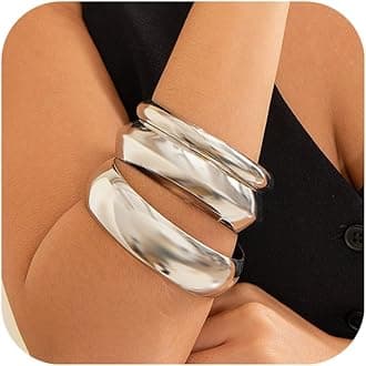 3PCS Chunky Gold Bangle Bracelets for Women Trendy Wide Wrist Cuff Bracelets Stack Statement Bangle Fashion Jewelry Gift