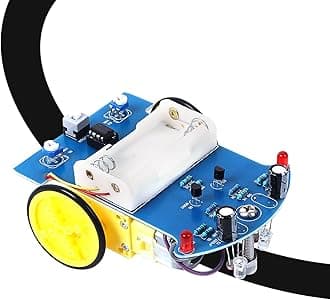 MiOYOOW Line Following Robot Car Kit, Beginners Smart Car Soldering Practice Kit STEM Educational Electronics Soldering Projects for School and Home Learning - TT Motor