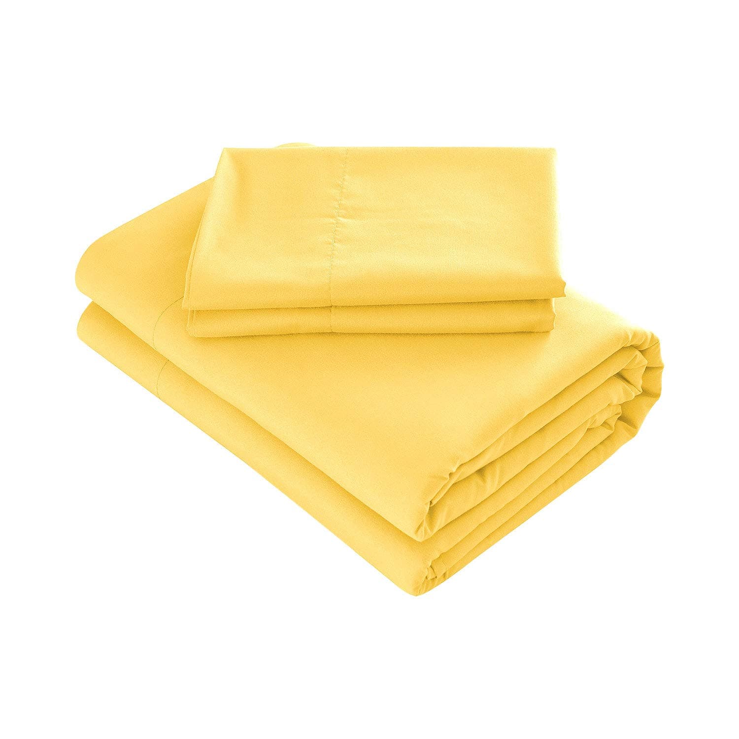 Bed Sheets - 4 Piece Full Size Sheets, Deep Pocket Fitted Sheet, Flat Sheet, Pillow Cases - Bright Yellow