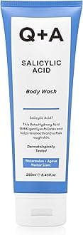 Q+A Salicylic Acid Body Wash, gel-based Body Wash, exfoliates, smoothes and softenes the skin with a blend of Salicylic Acid, White Willow Bark and Green Tea Extract, 250ml