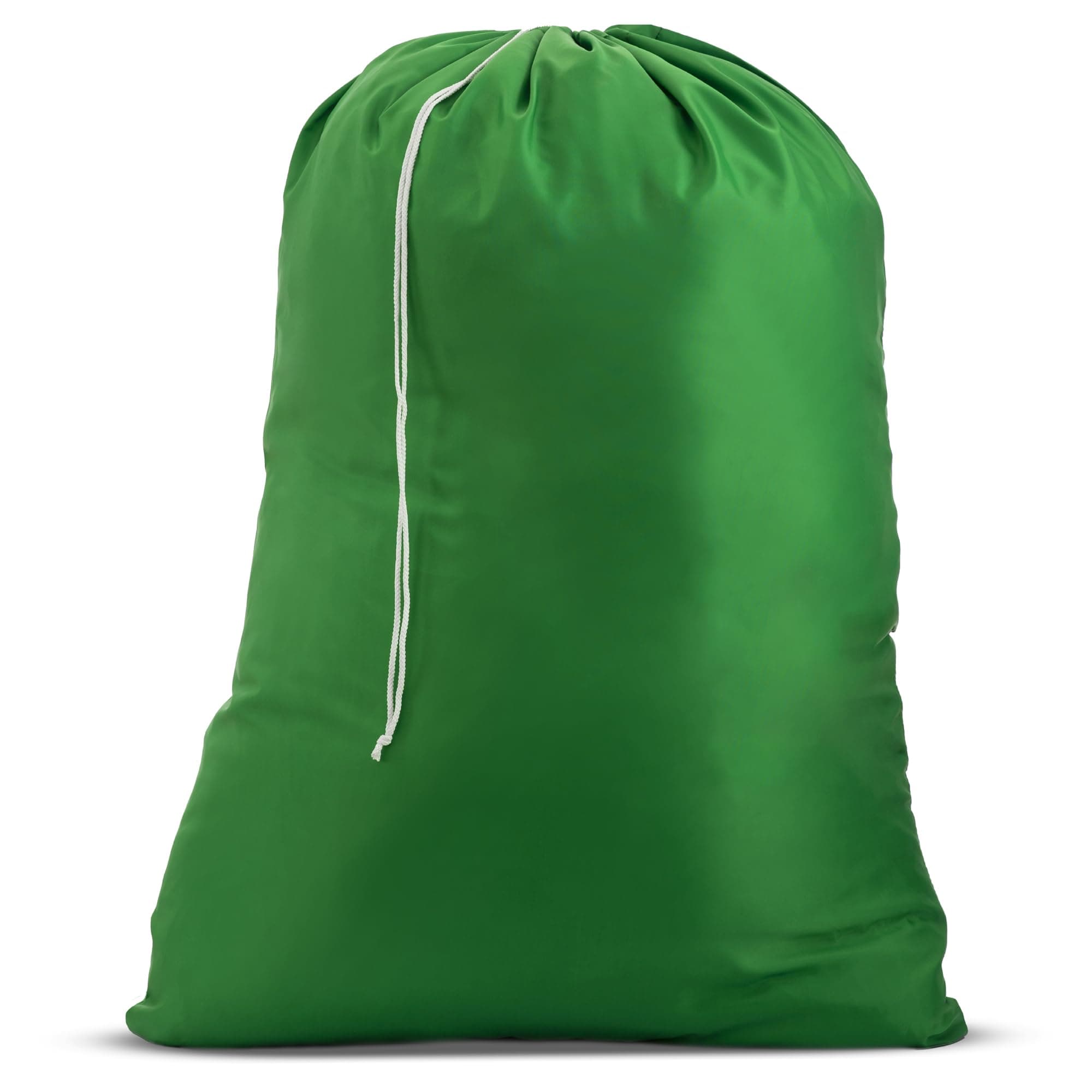 Nylon Laundry Bag - Locking Drawstring Closure and Machine Washable. These Bags will Fit a Laundry Basket or Hamper and Strong Enough to Carry up to Three Loads of Clothes. (Green)