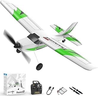 VOLANTEXRC RC Plane Trainer 3CH Remote Control Airplane with Prop Saver, 6-Axis Gyro Stabilizer & 3 Modes to Fly, Hobby Radio Controlled Aircraft RTF for Beginners, Adults (400mm,Green)
