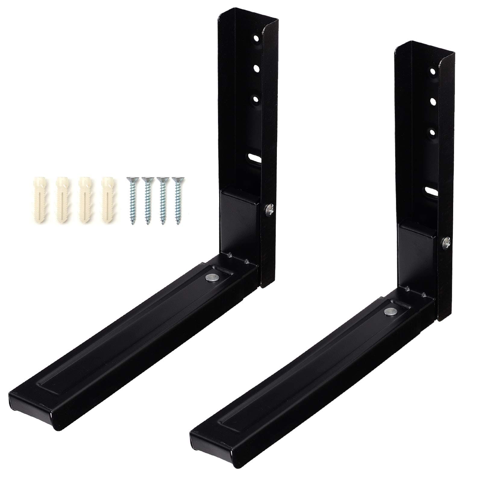 Microwave Bracket Wall Mount, Foldable Kitchen Stretch Oven Stand Shelf Rack Load 100 lb, Black