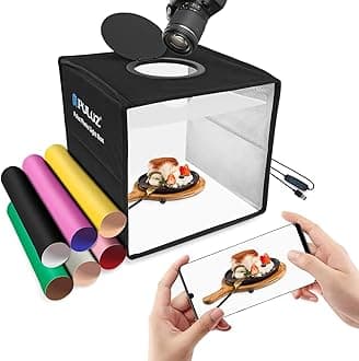 PULUZ Mini Light Box Photography, 25cm Portable Folding Mini Photo Studio Box Tent kit with 112pcs LED Lights CRI ≥97+6 Kinds Double-sided Colors Backgrounds for Small Size Products Lightbox