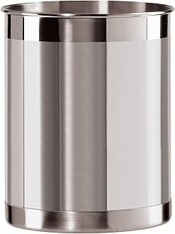 Stainless Steel Utensil Holder - 5" Diameter, Utensil Caddy, Weighted Base for Stability - Larger-Sized Utensil Crock and Countertop Utensil Organizer, Stainless Steel