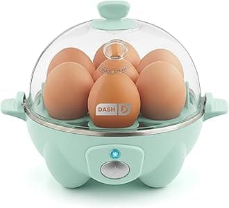 Dash Rapid Egg Cooker - Boiler, Poacher & Steamer - Includes Measuring & Recipe Guide - Dishwasher Safe - BPA Free - Holds 7 Eggs, Aqua