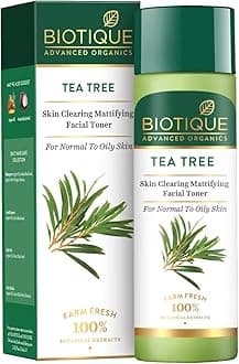 Biotique Tea Tree Skin Clearing Mattifying Facial Toner, Normal to Oily Skin Face Toner, 120ml