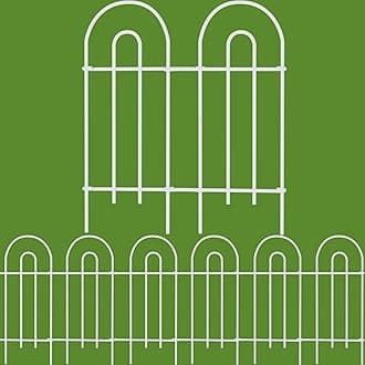 Amagabeli Garden Home-Decorative Garden Fence-Rustproof Iron Landscape Wire Folding Fencing Ornamental Border Edge Section Patio Flower Bed Animal Barrier Outdoor-81 CM(H) x25 CM(W)-14 Panels-White