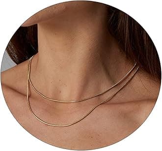 MIDEEO Gold Layered Necklace for Women 14K Gold Plated Layered Necklace Set Silver Necklace Simple Layering Set Women Jewelry Gift