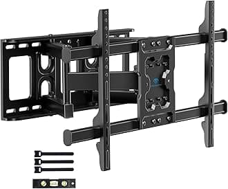 PERLESMITH Full Motion TV Wall Mount for 37-86 Inch TVs up to 132 lbs, TV Mount with Swivel Articulating Arm, Wall Mount Bracket Fits 12"/16" Wood Studs, Tool-Free Tilt, Max Vesa 600x400mm
