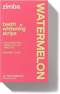 Watermelon Flavored Teeth Whitening Strips | Vegan, Enamel Safe Hydrogen Peroxide Teeth Whitener for Coffee, Wine, Tobacco, and Other Stains | 14 Day Treatment | Watermelon