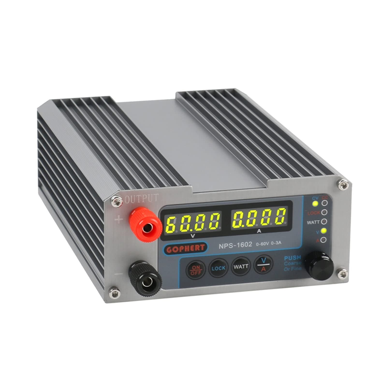 Variable Power Supply NPS-1602 Lab Adjustable Digital Mini DC Power Supply Aeromodelling DIY Switch Power Supply WATT With Lock Function 60V 3A Bench Power Supply ( Color : NPS-1602 and dc jack , Size