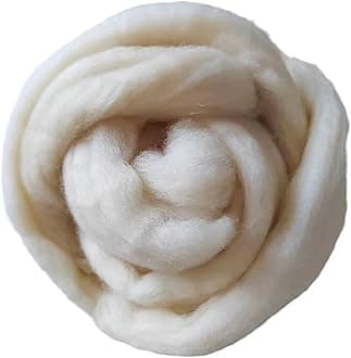 Merino Wool Roving Top for Spinning | Soft Chunky Jumbo Yarn for Arm Knitting Blanket |100% Undyed Natural White Wool Yarn, Felting Core, Combed Stuffing (1oz, Wool Top)