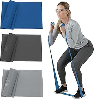 THERABAND Resistance Bands Set, Advanced Kit, Blue, Black, Silver, Latex Elastic Bands for Exercise & Physical Therapy, Strength Training Bands for Upper & Lower Body Fitness