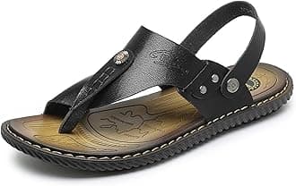 Mens Sandals Indoor and Outdoor Beach Flip Flop Casual Thong Leather Slip On Two uses Athletic Slipper Soft