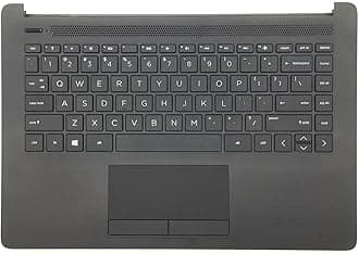Replacement Upper Case Palmrest for HP 14-CM 14-CK 14T-CM 14Z-CM 14-dg 14q-cs 14q-cy Series Laptop Keyboard Assembly Top Cover Touchpad L23239-001 L48210-001 Jet Black