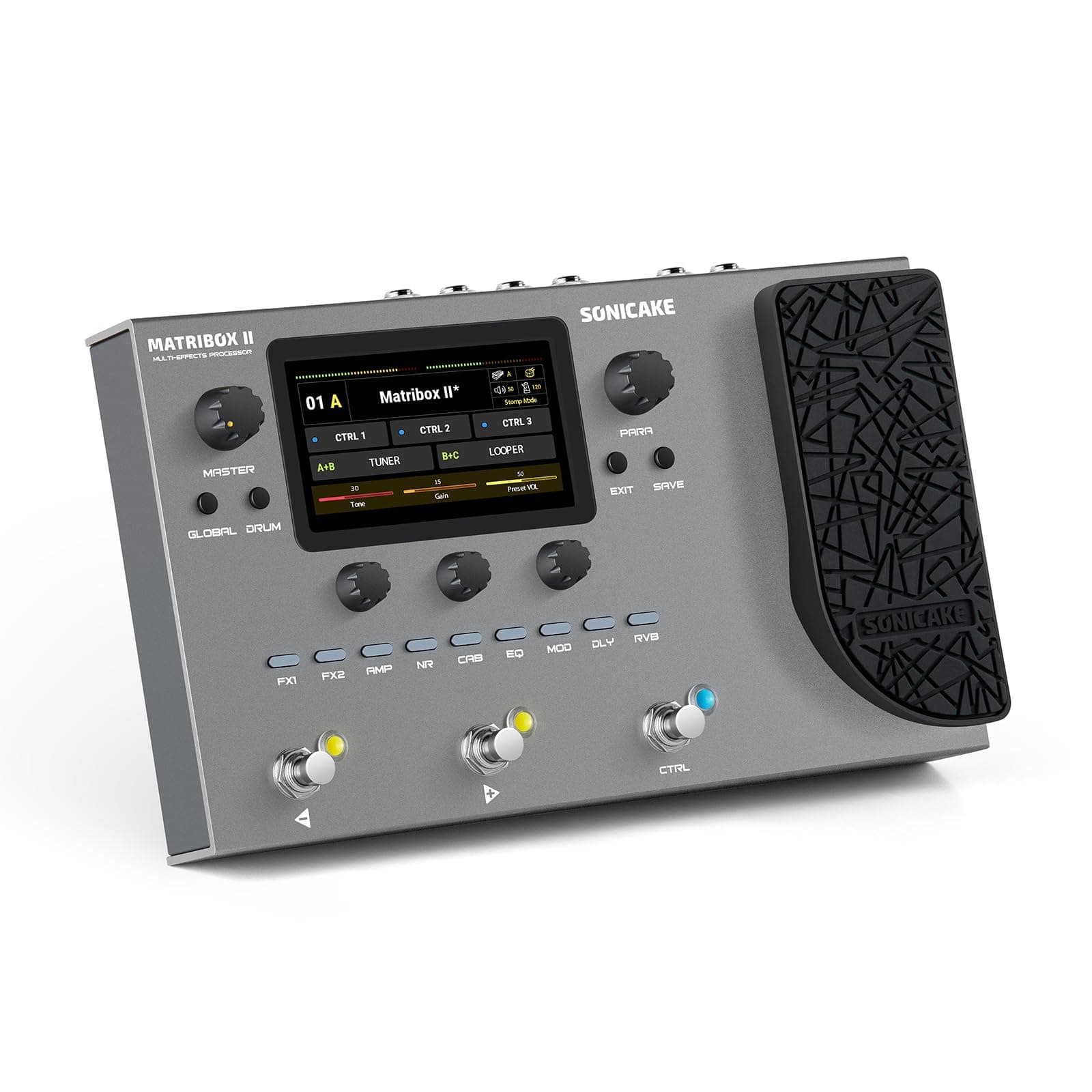 SONICAKE Matribox II - Multi Effects Processor with Expression Pedal, 200+ Built-in Guitar/Bass/Acoustic Effects, Amp Modeling, IR Cabinets Simulation, FX Loop, MIDI Stereo OTG USB Audio Interface