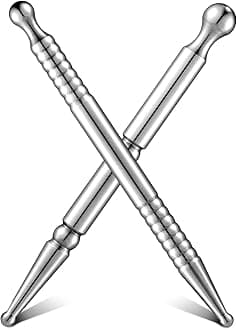 Nuanchu 2 Pieces Manual Acupuncture Pen Reflexology Tools Acupressure Pen Stainless Steel Massage Pen Reflexology Pressing Point Massager Tool for Full Body