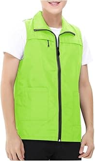 Mens Outdoor Vest Jacket Light Softshell Zip Outerwear Fishing Travel Work Safari Utility Cargo Vests for Hiking Golf