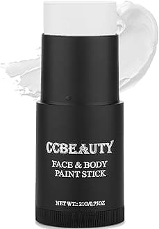 Clown White Face Paint Stick, Face Painting Kit, White Cream SFX Makeup Foundation, Professional Body Paint for Halloween Cosplay Costume Party，Skeleton Joker Mime Special Effects Makeup
