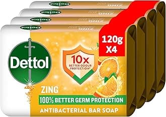 Zing Antibacterial Bar Soap, 10X Better Odour Protection, 120g, Pack of 4