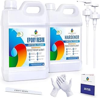 Craft Resin 1 Gallon Epoxy Resin Kit - Crystal Clear Epoxy Resin Kit & Hardener for DIY Art, Mold Casting, Jewelry Making, Coasters, Table Top, Countertop Coating - Food Safe, Heat & UV Resistant