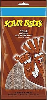 Snacktery Cola Sour Belts - Vibrant & Tangy Cola Sour Strips - Non GMO, Vegan & Kosher Sour Gummy Candy - 4 Ounce Pack