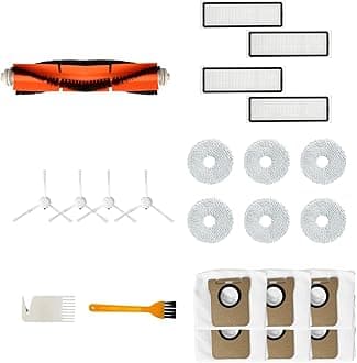 21Pack Replacement Parts Accessories Compatible for Dreame Bot L10S Ultra Robot Vacuum Cleaner, 1 Main Roller Brush 4 HEPA Filter 4 Side Brush 6 Mop Cloth Pad 6 Dust Bag