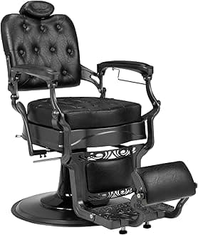 Winado Heavy Duty Vintage Recline Barber Chair Hydraulic with Headrest, Supports up to 700lbs & 360° Rotatable, Professional Salon Beauty Spa Shampoo Equipment (Square Backrest)