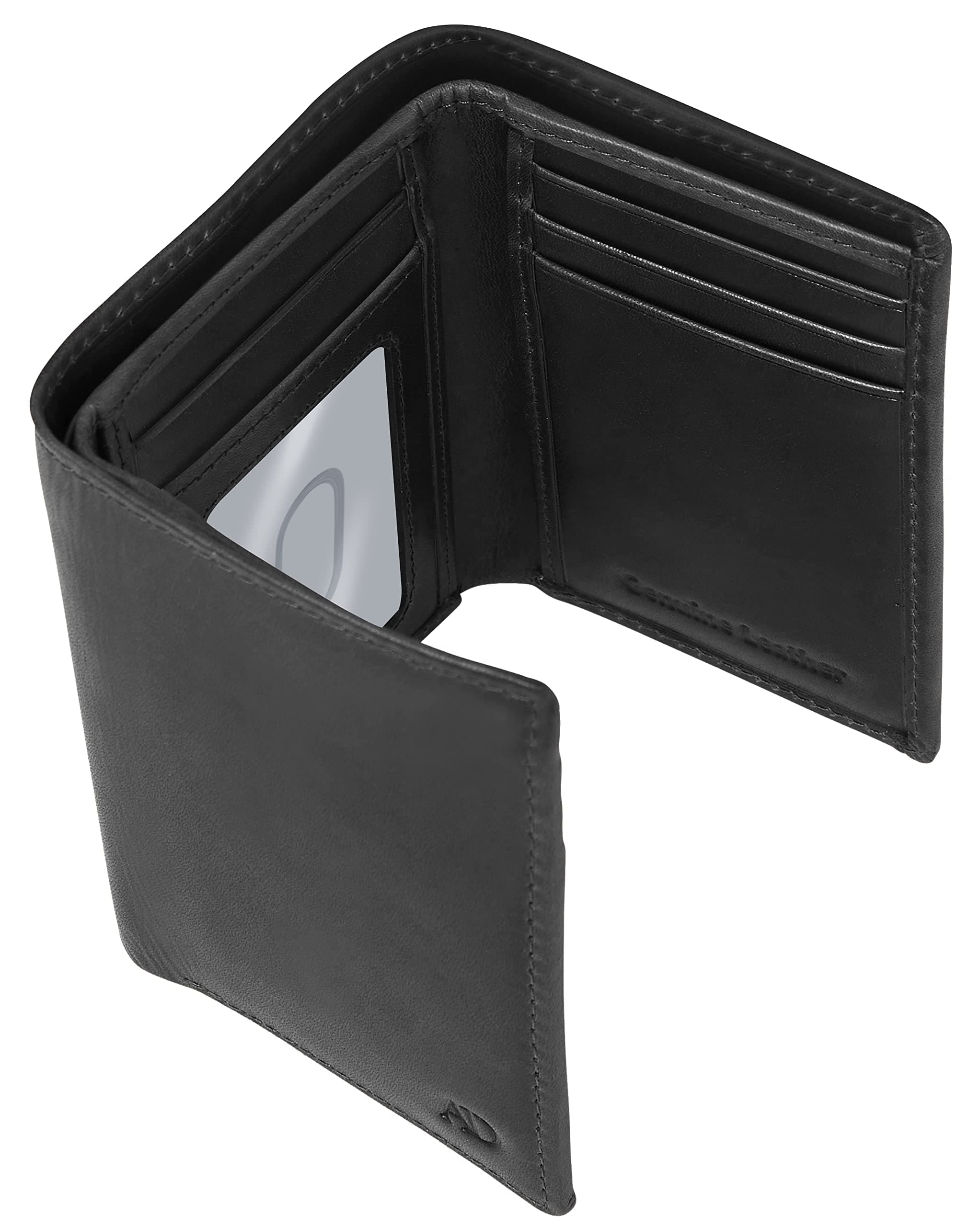 Trifold Wallets for Men - Slim RFID Blocking Wallet for Securing Personal Data - Front Pocket Friendly Genuine Leather Wallet - Mens Wallets Trifold with ID Window - Tri Fold Wallet Gifts for Men,