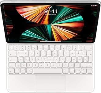 AppleMagic Keyboard: iPad Keyboard and case for iPad Pro 12.9 inch (3rd, 4th, 5th and 6th gen) and iPad Air (M2), Great Typing Experience, Built-in trackpad, Danish - White