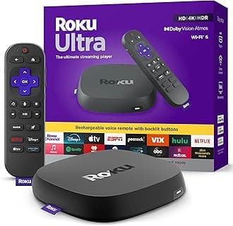 Ultra 2024 | The Ultimate Streaming Player - 4K Streaming Device for TV with HDR10+, Dolby Vision & Atmos - Bluetooth & Wi-Fi 6- Rechargeable Voice Remote Pro - Free & Live TV