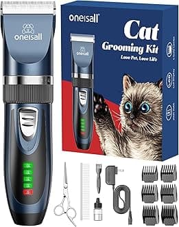 oneisall Dog Clippers Low Noise, 2-Speed Quiet Dog Grooming Kit Rechargeable Cordless Pet Hair Clipper Trimmer Shaver for Small and Large Dogs Cats Animals (Navy)