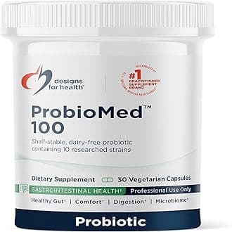 designs for healthProbioMed 100 - Probiotics for Digestive Health - 10 Strains with Lactobacillus Acidophilus Probiotic + Lactobacillus Rhamnosus - Gut Health + Immune Support Supplement (30 Caps)