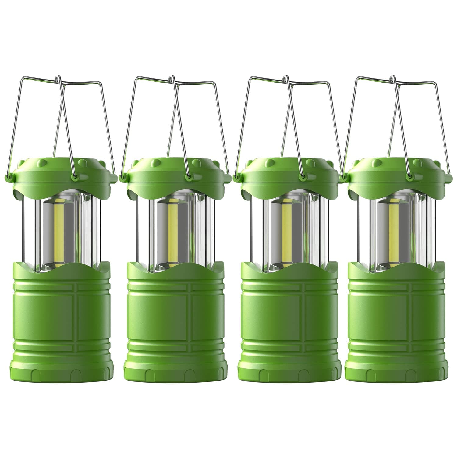 Lichamp LED Camping Lantern, 4 Pack Battery Powered Flashlight for Power Outages, Portable Collapsible Hanging Light Essential for Home, Outdoor, Emergency Lamp Survival Kit Gear for Hurricane, Green