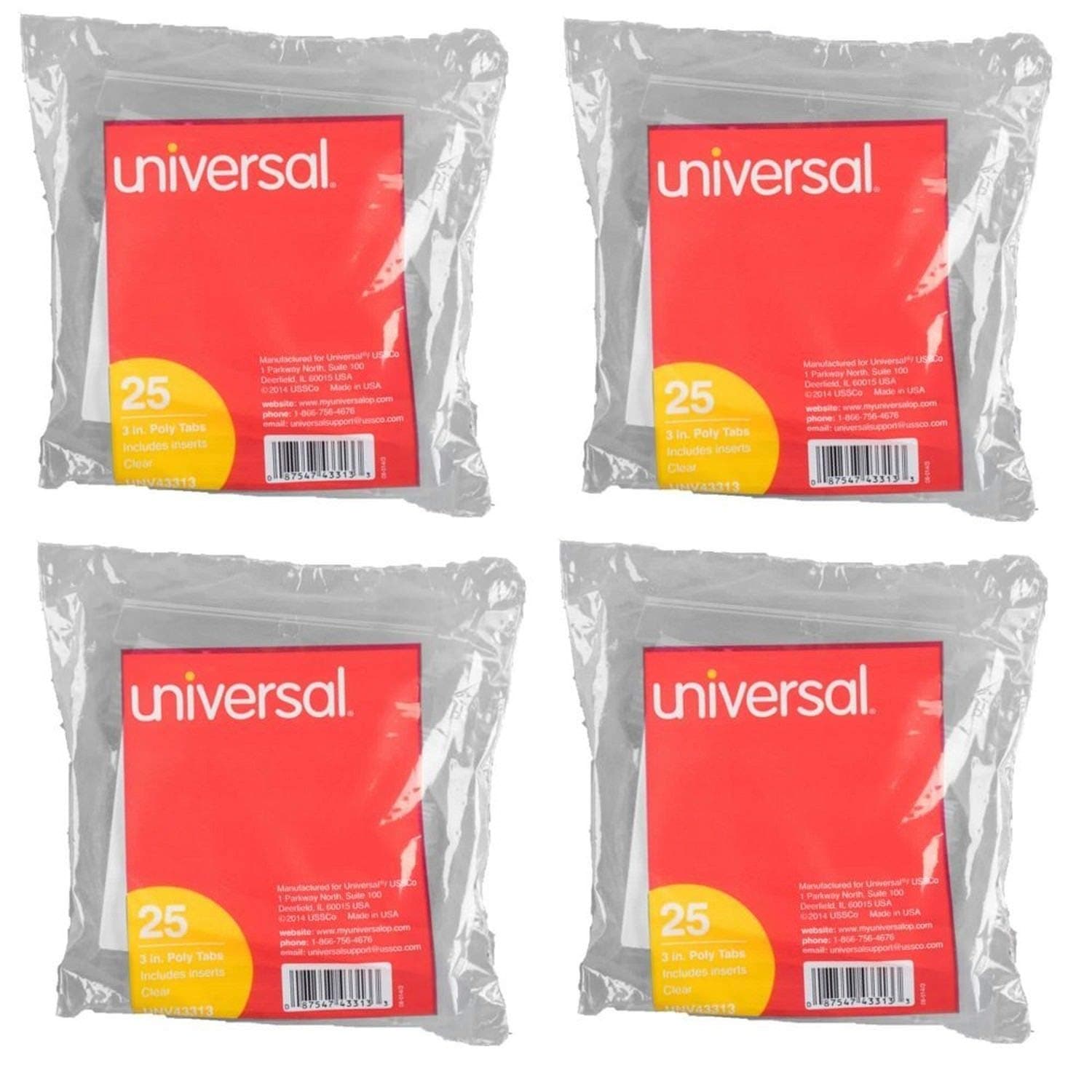 UNIVERSALInsertable Hanging Folder Tabs and Inserts, 2", 100 Pack, Clear, UNV42215