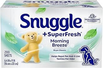 Snuggle Plus SuperFresh Fabric Softener Dryer Sheets with Static Control and Odor Eliminating Technology, Original, 200 Count