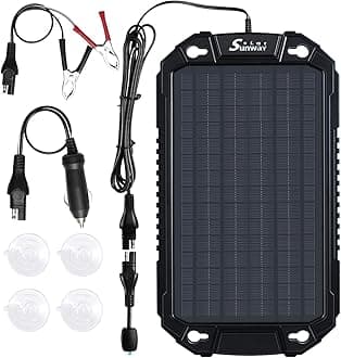 Car Battery Trickle Charger & Maintainer 12Volt 8W Solar Panel Power Charger kit Portable Waterproof for Automotive RV Marine Boat Truck Motorcycle Trailer Tractor Powersports Snowmobile