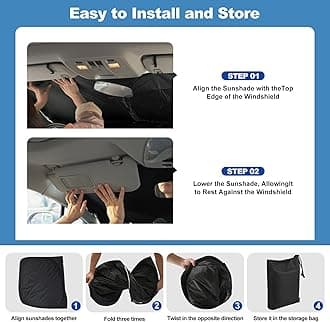 XCBYT Windshield Sun Shade for 2019-2024 Wrangler JK JL Gladiator JT, Upgrade Car Shades for Windshield with Laser Honeycomb Heat Dissipation, Front Car Sun Shade Blocks UV and Heat, Keep Cool