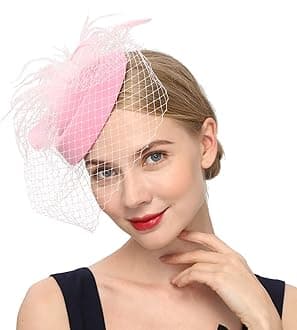 Fascinators Hats 20s 50s Hat Pillbox Hat Cocktail Tea Party Headwear with Veil for Girls and Women