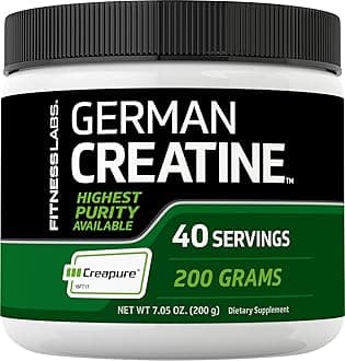 Fitness Labs German Creatine Powder | 7.05 oz | 40 Servings | Creapure | Monohydrate Powder | Non-GMO, Gluten Free Supplement