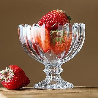 300ML Ice Cream Glasses Cups Dishes for Desserts, Milkshake,Fruit and Pudding Glass Serving Bowls, Perfect for Home, Restaurants and Parties Dishwasher Safe (American Cups, Set of 6)
