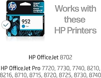 HP 952 Cyan Ink Cartridge | Works OfficeJet 8702, OfficeJet Pro 7720, 7740, 8210, 8710, 8720, 8730, 8740 Series | Eligible for Instant Ink | L0S49AN