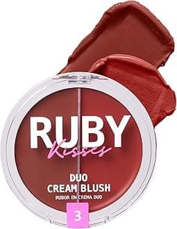 Ruby Kisses Duo Cream Blush, Smooth, Natural-Looking, Long-Lasting Face Makeup Blush for Cheeks, Lips, and Eyes, Buildable and Blendable, Infused with Green Tea, Aloe Vera Extract, and Hyaluronic Acid