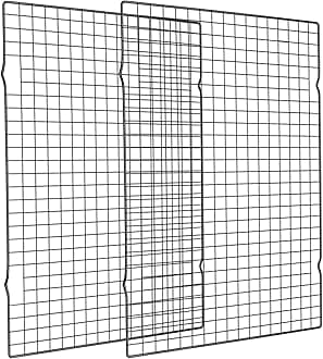 Briout Cooling Rack for Baking, 2-Pack 16x10 Inches Baking Rack, Thick Wire Cookie Rack for Cooking, Roasting, Grilling, Drying, Oven Safe, Fits Half Sheet Pan, Black