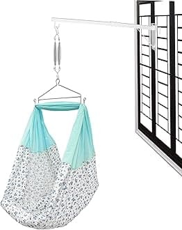 beetot New Born Baby Swing Cradle (Jhula) Set | Cradle Swing, Mosquito Net, Spring, Triangle Hanger, Window Hanger | Weight Capacity up to 20kg | Age from 0-12 Months | Jhula (Emily Blue), Cotton