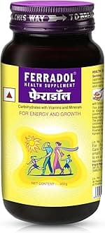 Ferradol syrup Pack of 450gm, daily health supplement with Iron, vitamins A, B1, B2, B3 and D3, Calcium, Zinc, helps maintain haemoglobin and supports immunity